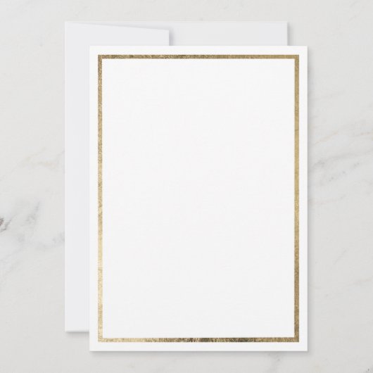 白エレガント緑の金ゴールドの葉リハーサル夕食会 招待状 (裏面)