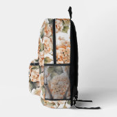 白エレガント緑オレンジフローラbohoモノグラム プリントバックパック (右)