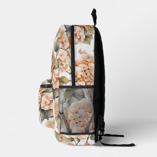 白エレガント緑オレンジフローラbohoモノグラム プリントバックパック (右)