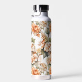 白エレガント緑オレンジボホ水彩フローラ ウォーターボトル (右面)