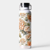 白エレガント緑オレンジボホ水彩フローラ ウォーターボトル (背面)