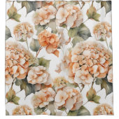 白エレガント緑オレンジボホ水彩フローラ シャワーカーテン (正面)