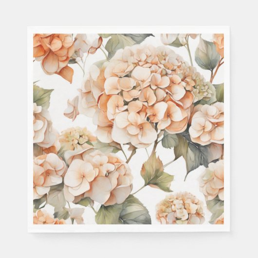 白エレガント緑オレンジボホ水彩フローラ スタンダードランチョンナプキン (正面)