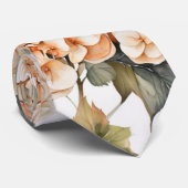 白エレガント緑オレンジボホ水彩フローラ ネクタイ (ロール)