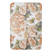 白エレガント緑オレンジボホ水彩フローラ バスマット (正面縦)