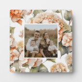 白エレガント緑オレンジボホ水彩フローラ フォトプラーク (正面)