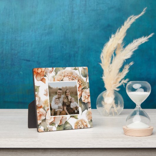 白エレガント緑オレンジボホ水彩フローラ フォトプラーク (インサイチュ)