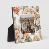 白エレガント緑オレンジボホ水彩フローラ フォトプラーク (正面)