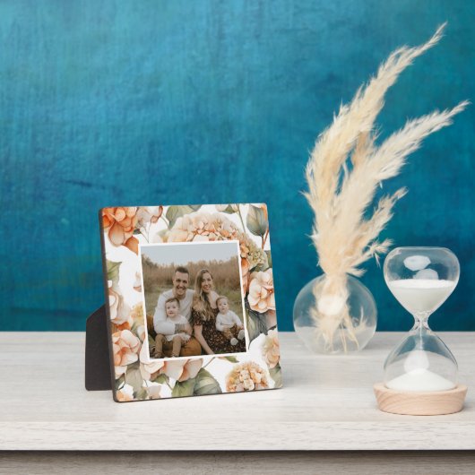 白エレガント緑オレンジボホ水彩フローラ フォトプラーク (インサイチュ)