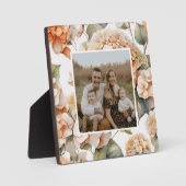 白エレガント緑オレンジボホ水彩フローラ フォトプラーク (正面)