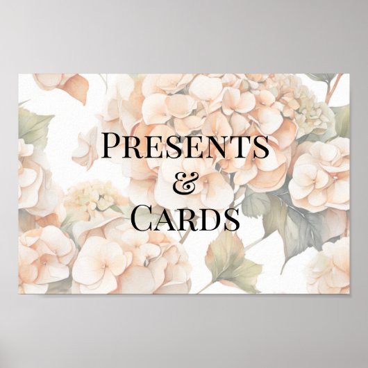 白エレガント緑オレンジボホ水彩フローラ ポスター (正面)