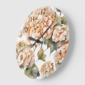 白エレガント緑オレンジボホ水彩フローラ ラージ壁時計 (傾斜)
