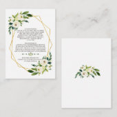 白エレガント緑フローラ金ゴールドフレーム詳細 エンクロージャーカード (正面/裏面)