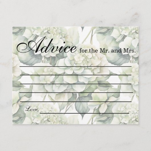 白エレガント緑水彩フローラ エンクロージャーカード (正面)