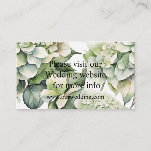 白エレガント緑水彩フローラ エンクロージャーカード (正面)