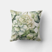 白エレガント緑水彩フローラ クッション (裏面)