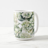 白エレガント緑水彩フローラ コーヒーマグカップ (正面右)