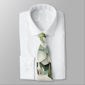 白エレガント緑水彩フローラ ネクタイ (タイ)