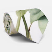 白エレガント緑水彩フローラ ネクタイ (ロール)