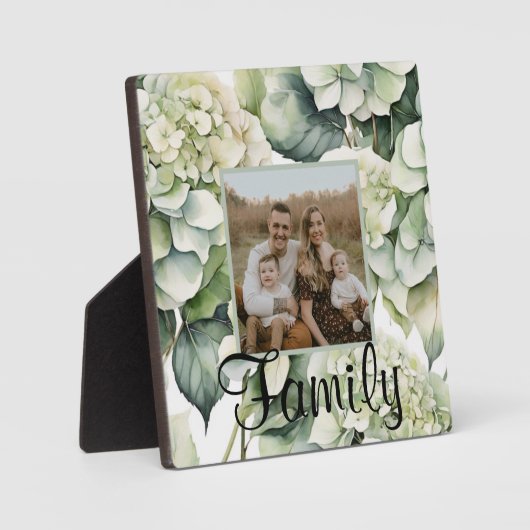 白エレガント緑水彩フローラ フォトプラーク (正面)