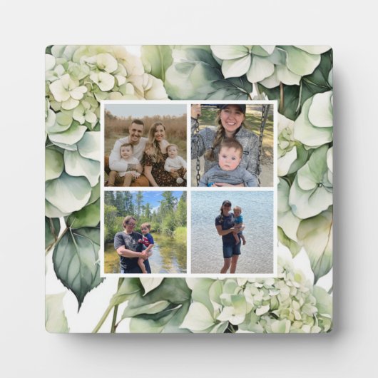 白エレガント緑水彩フローラ フォトプラーク (正面)