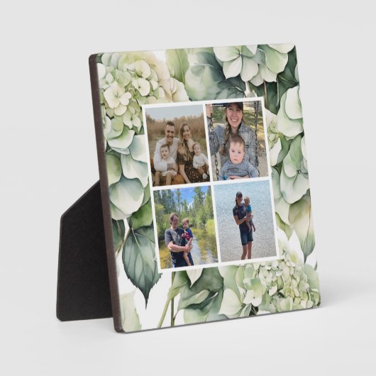 白エレガント緑水彩フローラ フォトプラーク (正面)