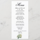 白エレガント緑水彩フローラ メニュー (正面)