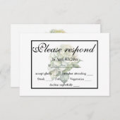 白エレガント緑水彩フローラ 出欠カード (正面/裏面)