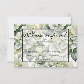 白エレガント緑水彩フローラ 出欠カード (正面)