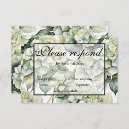 白エレガント緑水彩フローラ 出欠カード