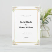 白エレガント緑結婚式招待状 招待状 (スタンド正面)