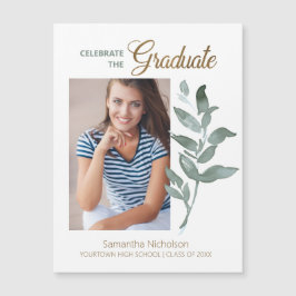 白エレガント緑葉卒業写真