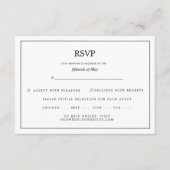 白エレガント縁ど婚式RSVP エンクロージャーカード (正面)