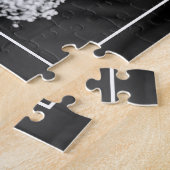 白エレガント縁ど薄イニシャル結婚s ジグソーパズル (側面)