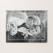 白エレガント縁ど薄イニシャル結婚s ジグソーパズル (横)