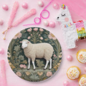 白エレガント羊ウィリアムインスパイアモリス ペーパープレート (パーティー)