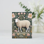 白エレガント羊ウィリアムインスパイアモリス ポストカード (スタンド正面)