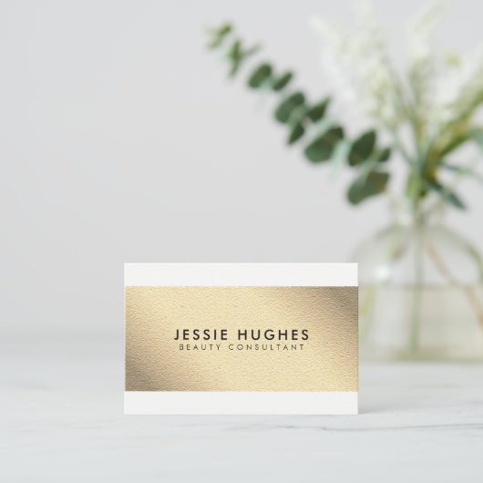 白エレガント美しいフェイク金ゴールドコンサルタント 名刺 (スタンド正面)