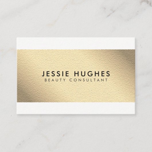 白エレガント美しいフェイク金ゴールドコンサルタント 名刺 (正面)
