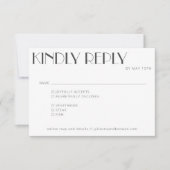 白エレガント背景アールデコ食事の選択 出欠カード (正面)