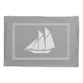 白エレガント航海の帆船シルエット 枕カバー (裏面)