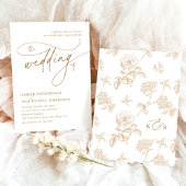 白エレガント色および金ゴールドヴィンテージフローラ結婚の 招待状