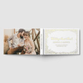 白エレガント色および金ゴールドヴィンテージフローラ ゲストブック (全面)