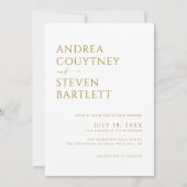 白エレガント色とシャンパンニュートラル結婚ズ 招待状 (正面)