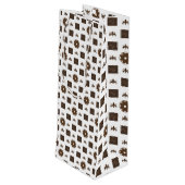 白エレガント色と茶色のパタ市松模様にーン ワインギフトバッグ (裏面アングル)