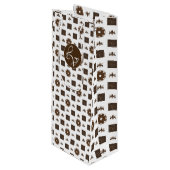 白エレガント色と茶色のパタ市松模様にーン ワインギフトバッグ (正面アングル)