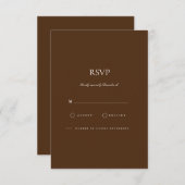 白エレガント色と茶色のRSVPカード 出欠カード (正面/裏面)