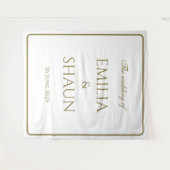 白エレガント色と金ゴールド結婚の背景 タペストリー (正面(横))