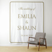 白エレガント色と金ゴールド結婚の背景 タペストリー (インサイチュ)