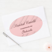 白エレガント色のピンクストライプ色 楕円形シール (封筒)